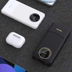 PowerBank K12 10000MAH USB-A USB-C PD22.5W - melns