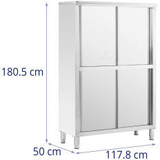 Armoire de stockage gastronomique en acier inoxydable avec portes coulissantes 180x118x50cm