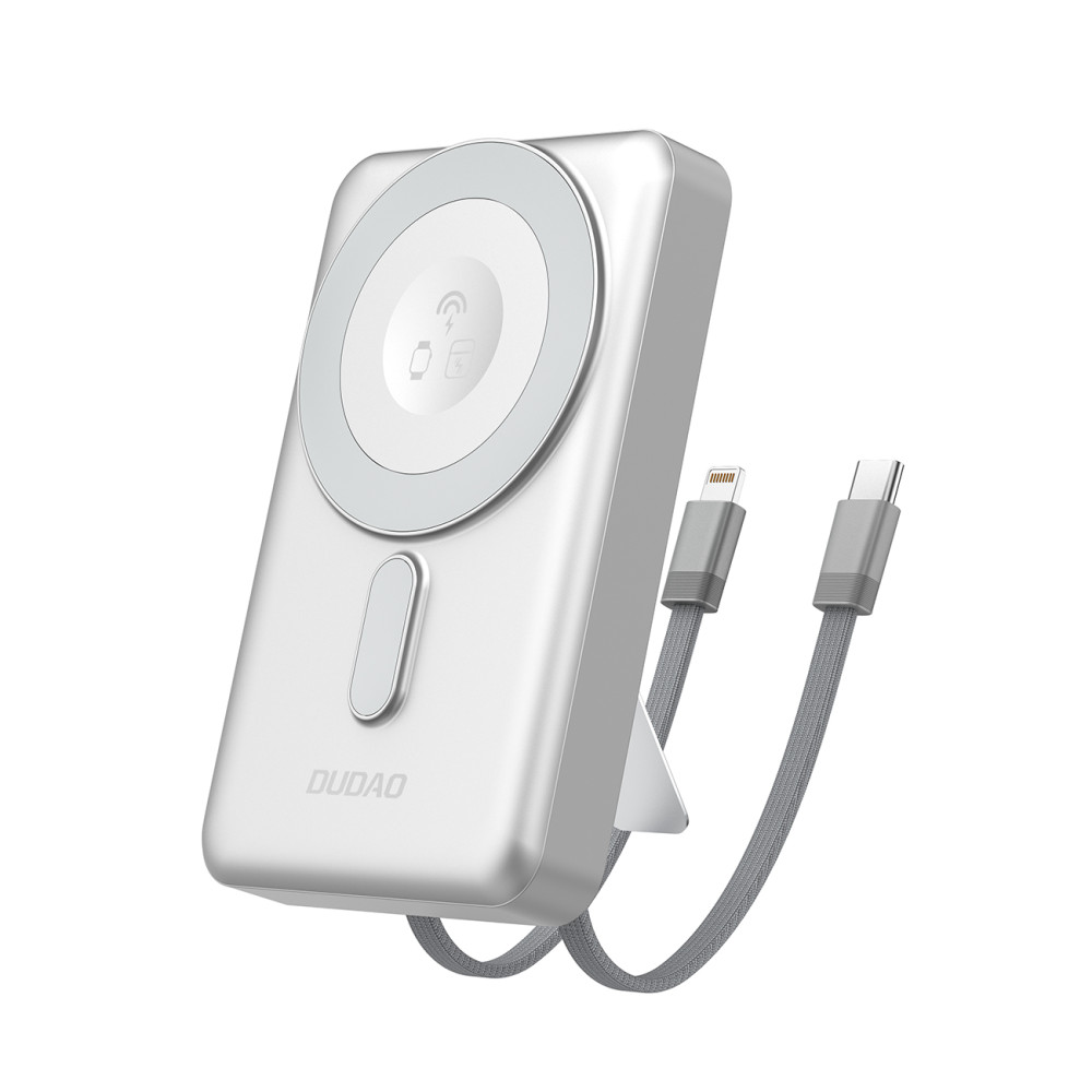 Powerbank K29 10000MAH MAGSAFE METAL HOUSING COBLES Cables USB-C iPhone Lightning PD 20W - ezüst