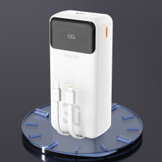 Powerbank 30000mAh mit eingebauten Kabeln Pd 22.5w - Weiß