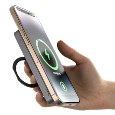 PowerBank K28 10000mAh ar MagSafe ar metāla korpusu un PD 22.5W - pelēks