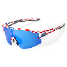 Polarisierte Fahrradbrille mit UV-Filter und Korrektureinsatz - USA-Musterblau