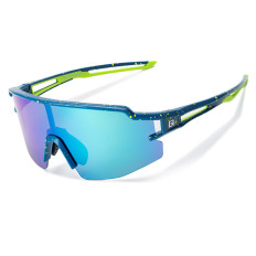 Polarisierte Fahrradbrille mit UV-Filter und Korrektureinsatz - blau
