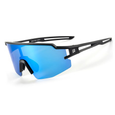 Verres de vélo polarisées avec filtre UV et insert correctif - Bleu Noir