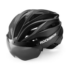 Capacete de bicicleta com vidros destacáveis rápidos com filtro UV unisex - preto