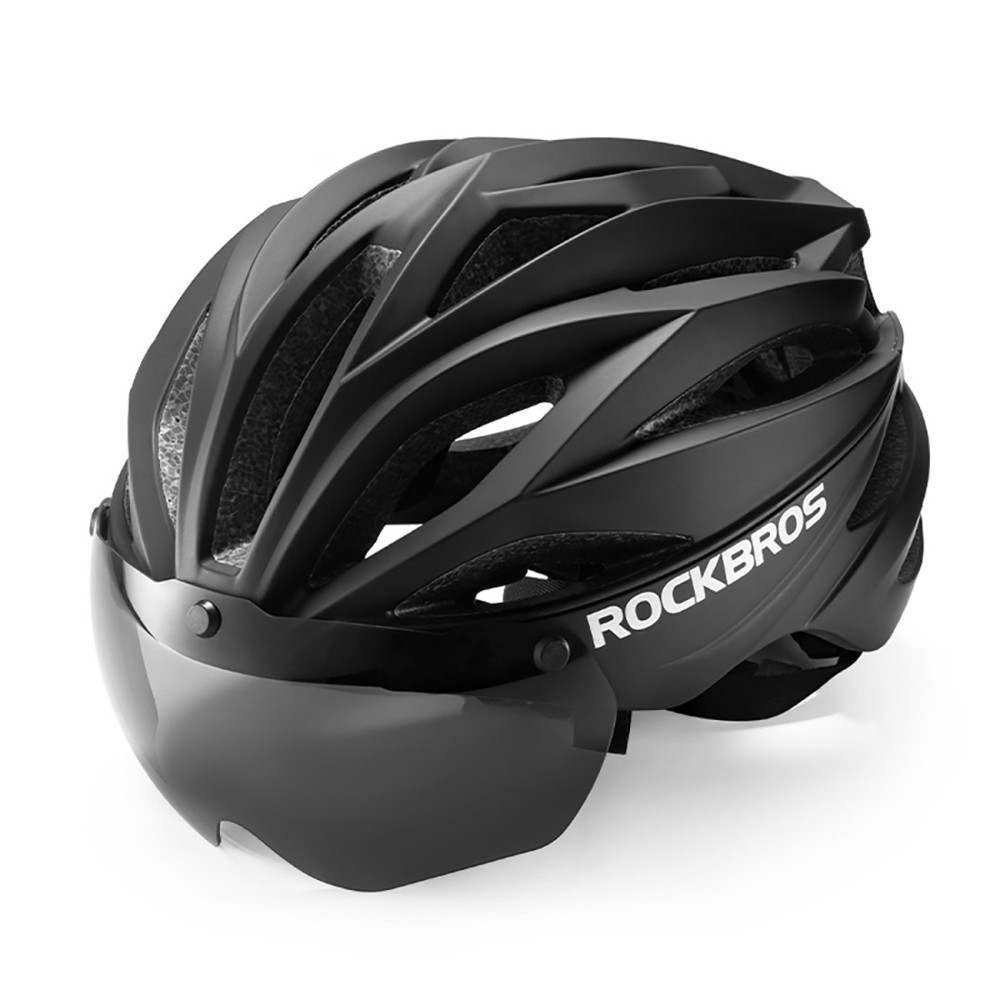 Casco per biciclette con occhiali rimovibili veloci con filtro UV unisex - nero