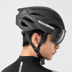 Fahrradhelm mit schnellen abnehmbaren Gläsern mit Unisex UV-Filter - schwarz