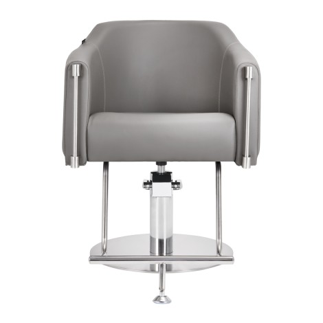 Silla de peluquería Gabbiano Burgos gris — vista frontal