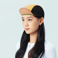 Colour cycling cap with helmet plate - yellow