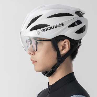 Casco de bicicleta con gafas desmontables rápidas con uniléfono UV unisex - Matilla blanca