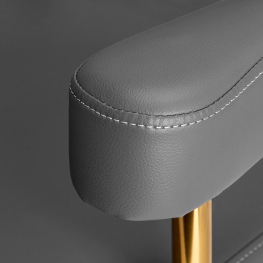Poltrona da parrucchiere Gabbiano Granda oro grigio — primo piano del bracciolo