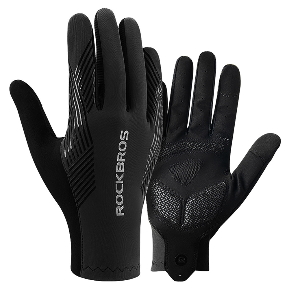 Gants de bicyclette amorti de la taille complète L - Noir