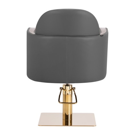 Gabbiano hairdressing chair Malaga gold grey — rear view