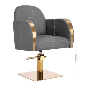 Gabbiano Friseurstuhl Malaga Gold Grau — Vorderansicht