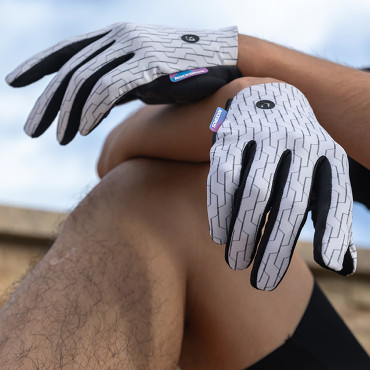 Guantes de deportes de bicicletas Completa primavera-verano Tamaño L - Blanco y Negro