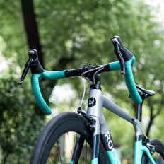 Fietsstuurwiel met PU-patroon Velour - Grijs