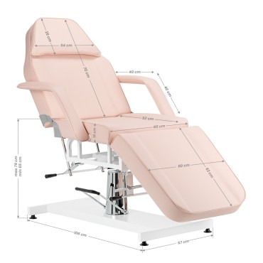 Hydraulické kozmetické kreslo Basic 210 ružové — bočný pohľad