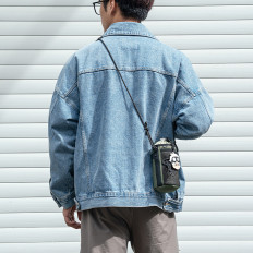 Bicycle bag for a can bottle with strap for 1 l - green