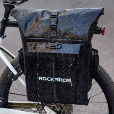 Painel de bicicleta com função de mochila impermeável com gancho de capacete 18L - preto