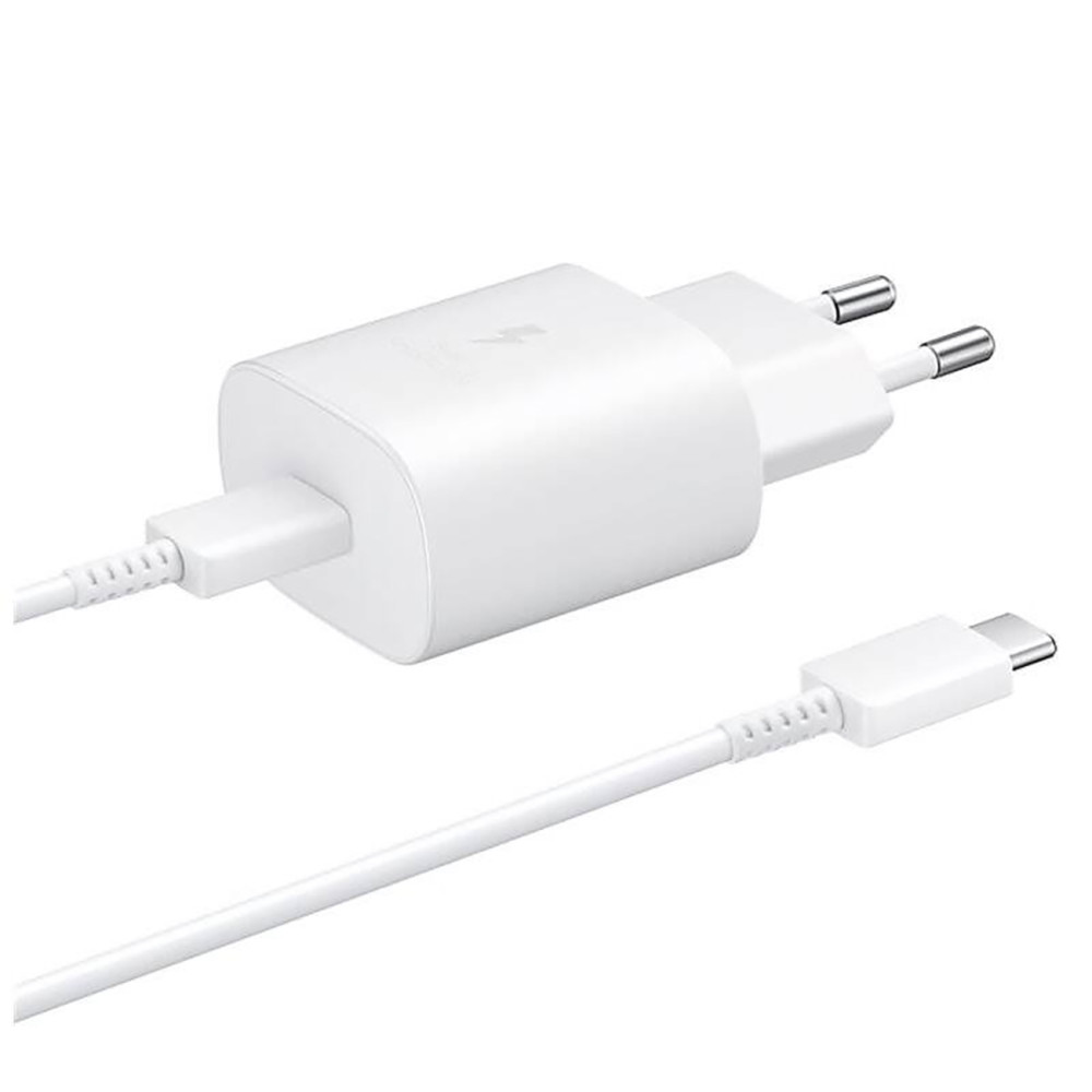 Samsung USB-C 25W Nätverksladdare med USB-C-kabel - Vit