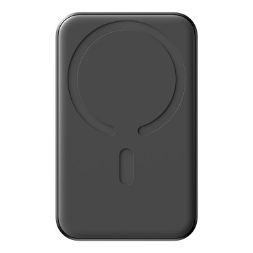 PowerBank Inductive 5000mAh USB-A USB-C 20W med USB-C-kabel - svart