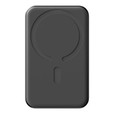 POWERBANK indukcinis 5000MAH USB-A USB-C 20W su USB-C kabeliu - juoda