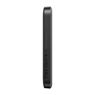 POWERBANK indukcinis 5000MAH USB-A USB-C 20W su USB-C kabeliu - juoda