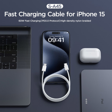 Cable Ben Serie Cable USB-C 60W 1 M - Blanco