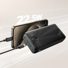 PowerBank 20000MAH USB-C USB-A 22,5W - melns
