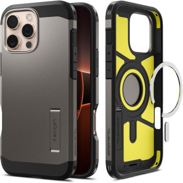 Case Cover på iPhone 16 Pro Max Tough Armor Magsafe med Stand - Gunmetal