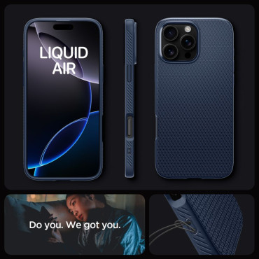 Fallfall på iPhone 16 Pro Max flytande luft - blå