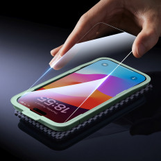 Gehard glas met een montageframe op iPhone 16 Pro Max - 2 stuks.