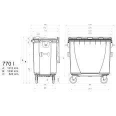 Bio je kontejner za smeće Bio Steanage i Certifikat za otpad od hrane - Brown 770L