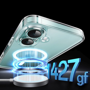 Slučaj na iPhoneu 16 plus elegantan jasan magnet s magsafe - transparentan