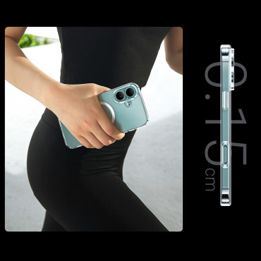 Slučaj na iPhoneu 16 plus elegantan jasan magnet s magsafe - transparentan