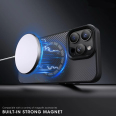 Pool Case op Samsung Galaxy S25 Carbon Fiber Case met Magsafe - Zwart