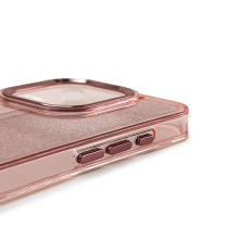 Beschermhoes voor Samsung Galaxy S24 Fe Glitter Case - Roze met Brocade