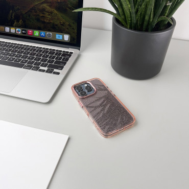 Caso de proteção para Samsung Galaxy S24 FE Glitter Case - rosa com brocado