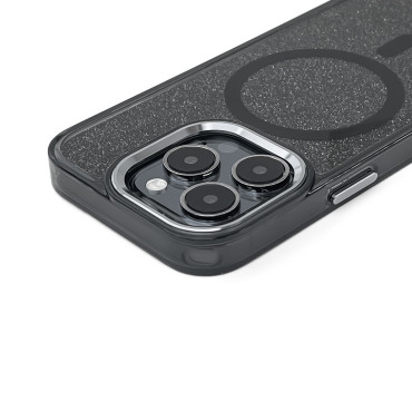 "Samsung Galaxy S24 Fe" blizgantis dėklas "Magsafe" - juoda su brokatu