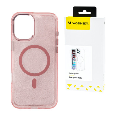 Προστατευτική θήκη για το Samsung Galaxy S24 Fe Glitter Case Mag Safe - Ροζ με Brocade