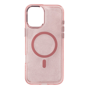 Skyddsväska för Samsung Galaxy S24 Fe Glitter Case Mag Safe - Rosa med Brocade