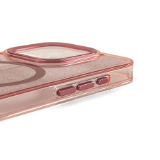 Beschermhoes voor Samsung Galaxy S24 Fe Glitter Case Mag Safe - Pink met Brocade