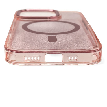 Beschermhoes voor Samsung Galaxy S24 Fe Glitter Case Mag Safe - Pink met Brocade