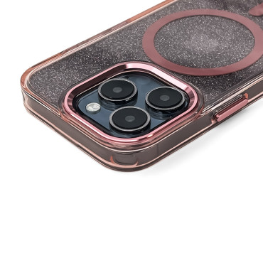 Beschermhoes voor Samsung Galaxy S24 Fe Glitter Case Mag Safe - Pink met Brocade
