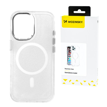 Samsung Galaxy S24 Fe Glitter Case Mag veilig - Transparant met Brocade