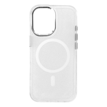 Samsung Galaxy S24 Fe Glitter Case Mag veilig - Transparant met Brocade