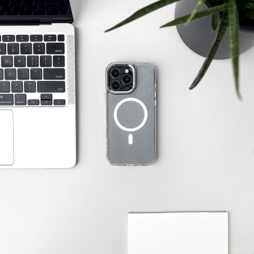 Samsung Galaxy S24 Fe Glitter Case Mag Safe - Brocade'i läbipaistev