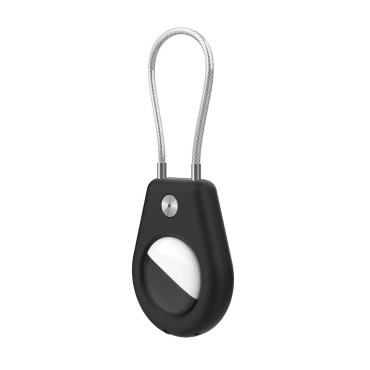 Fall för lokaliseringen Apple Airtag med stålkabel - svart