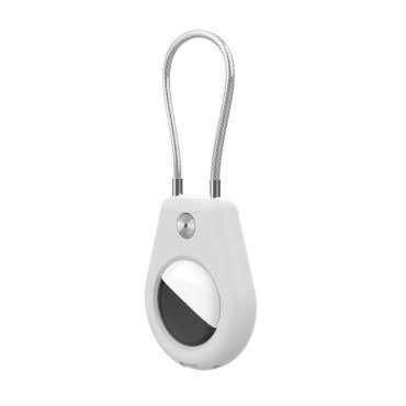 Case voor de locator Apple Airtag met stalen koord - wit