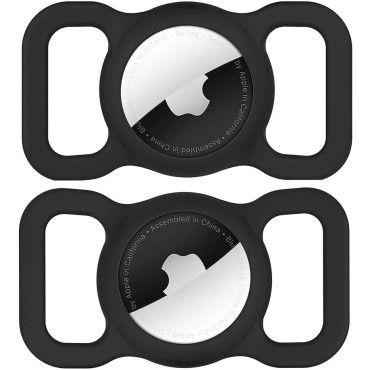 Caso para el localizador Apple Silicona Airtag para un collar de perro o gato - Negro